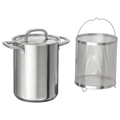IKEA 365+ stainless steel pots, set of 2, perforated insert, round, easy handles