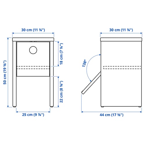 Illustration with measurements for the product: IKEA PS 2026.