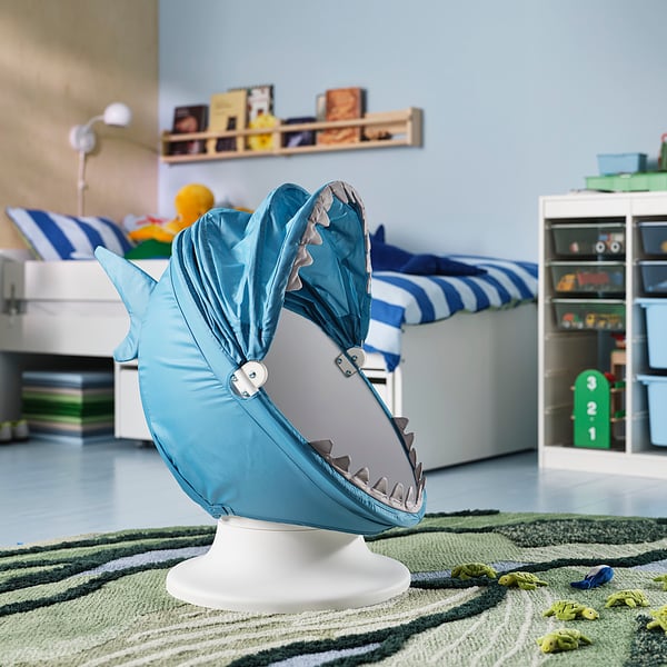 IKEA PS LÖMSK Slipcover f children's swiv armchr, blue/shark