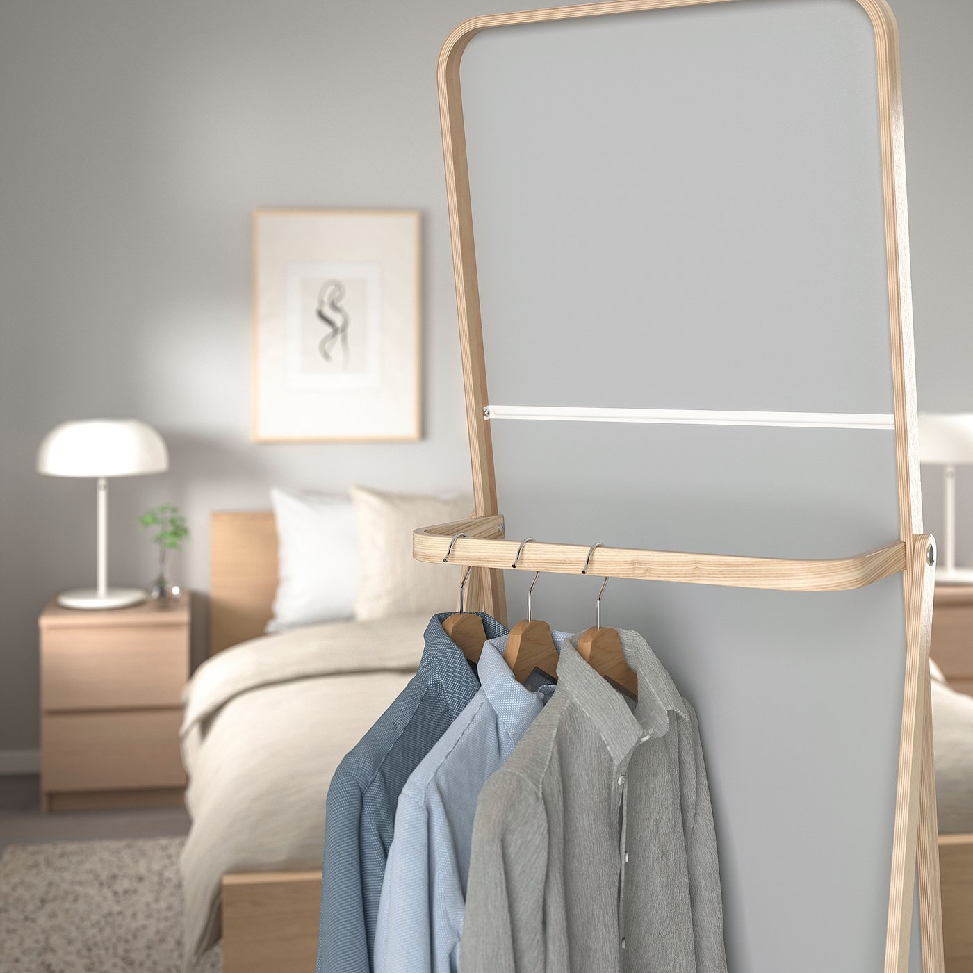 IKORNNES standing mirror, ash, 52x167 cm - IKEA