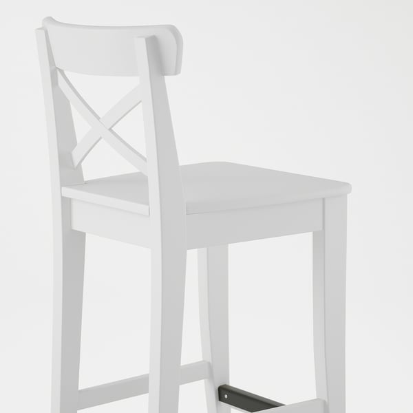 White chair with sleek design and footrest, part of the INGOLF series, sturdy and stylish for various rooms.
