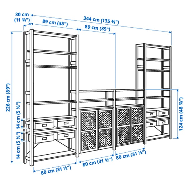 Illustration with measurements for the product: IVAR.