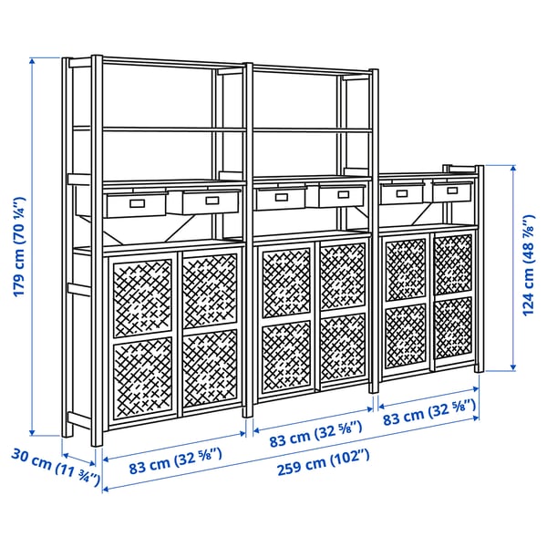 Illustration with measurements for the product: IVAR.