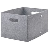 Gray JÄGMÄSTARE felt box with handles, stores clothes or electronics.