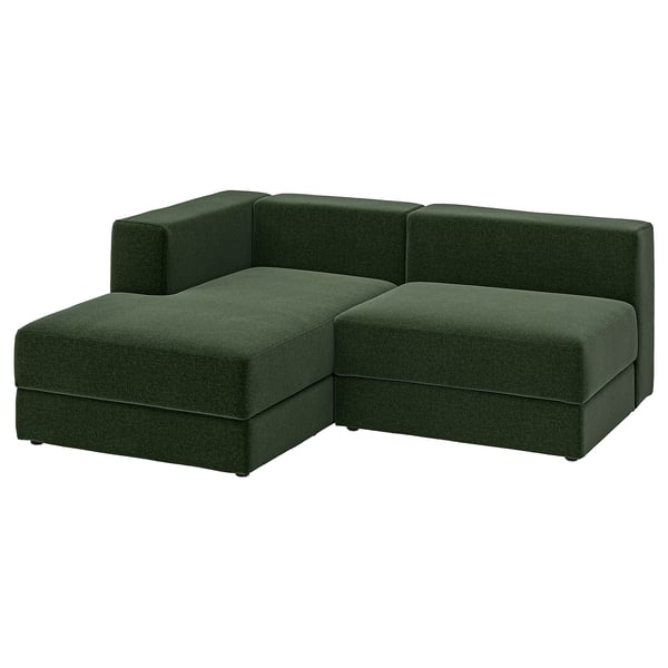 JÄTTEBO 2,5-seat mod sofa w chaise longue, left/Johanneshov dark green