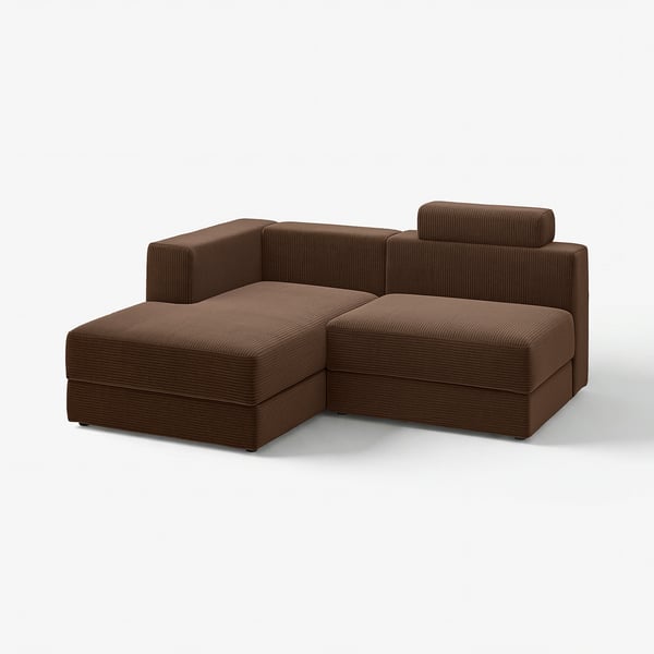 JÄTTEBO modular sofa, brown, corduroy, l-shaped, modern, built-in storage.
