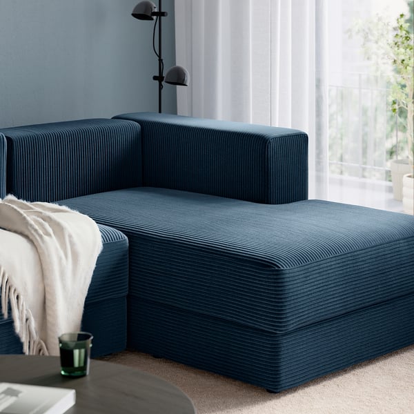 JÄTTEBO 3,5-seat mod sofa w chaise longues, Samsala dark blue