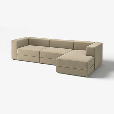 JÄTTEBO beige modular sofa, soft & practical, machine-washable cover, includes chaise longue.