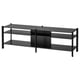 JÄTTESTA black tv stand with sleek bamboo shelves and metal legs, stylish and functional.