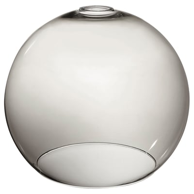 Round smoked clear glass lamp shade, handcrafted, unique design.