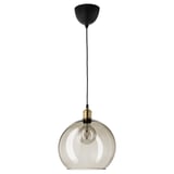 Jakobsby lights smoked glass globe pendant, brass fitting, hanging shade.