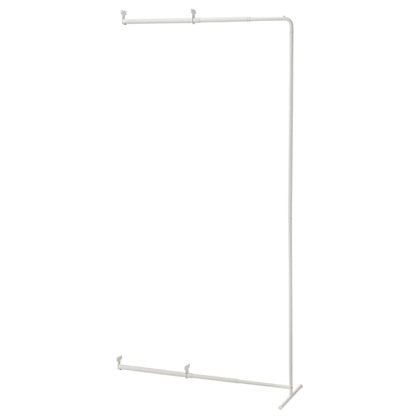 A JOSTEIN extendable drying rack in white, made of metal and plastic, with a simple, functional design.