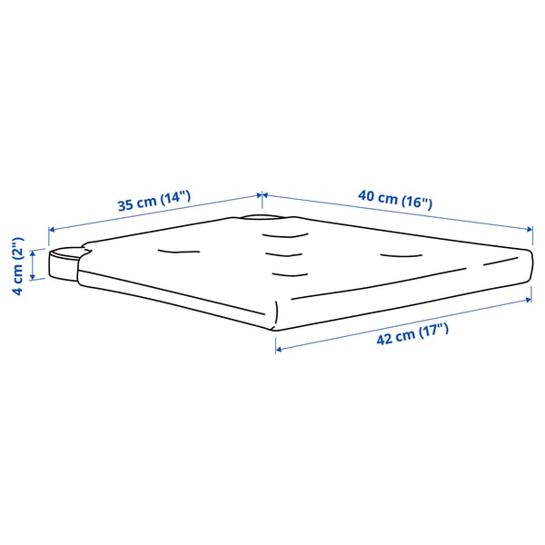 Illustration with measurements for the product: JUSTINA.