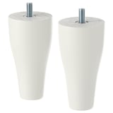 Two white KABBARP legs with curved shapes, made of solid wood and covered in acrylic paint, designed for furniture.