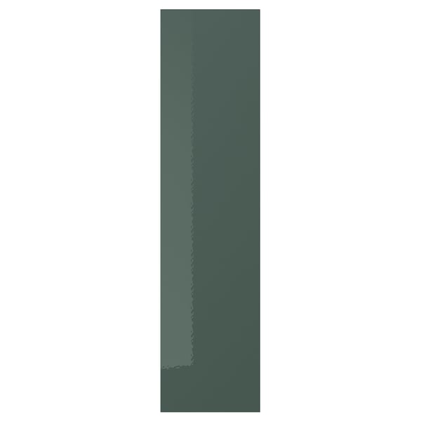 KALLARP green kitchen cabinet door with glossy finish, straight lines, recycled materials.