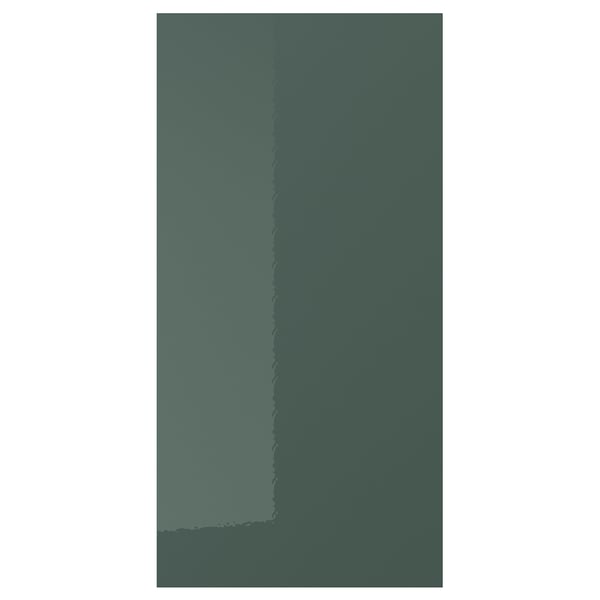 KALLARP high-gloss green-grey kitchen door, modern, sleek, recycled plastic, straight lines.