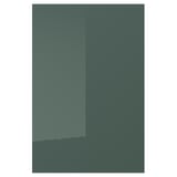 The KALLARP high-gloss grey-green kitchen cabinet door modern design with sleek lines and durable recycled material.