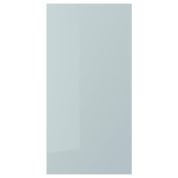 KALLARP high-gloss grey-blue cabinet door; modern, sleek, rectangular design.