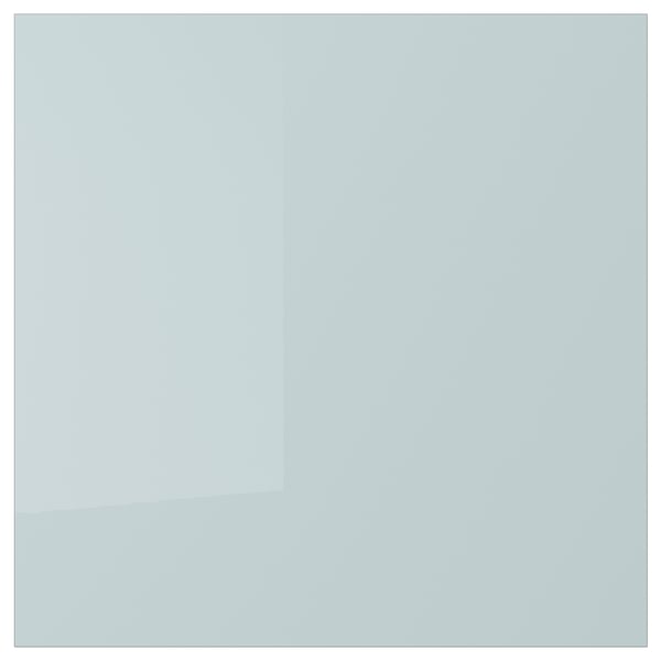 Light blue-gray high-gloss kitchen panel, smooth and rectangular.