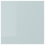 KALLARP high-gloss grey-blue kitchen cabinet, rectangular, modern design.