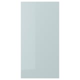 KALLARP high-gloss grey-blue kitchen cabinet door, modern straight lines, recycled plastic.