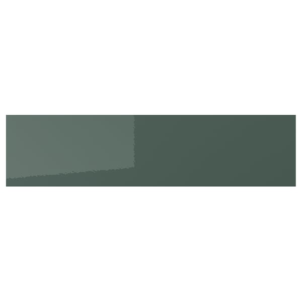 KALLARP drawer fronts in glossy teal with sleek, straight lines. Made from recycled materials, ensures modern design and durability.