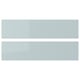 Two sleek, modern, high-gloss grey-blue KALLARP drawer fronts, rectangular with clean lines and eco-friendly recycled material.