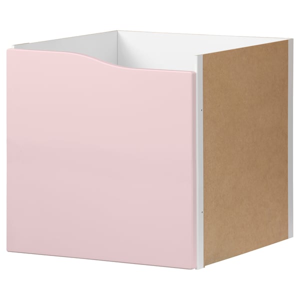 KALLAX cube storage, light pink, square, wooden, with door.