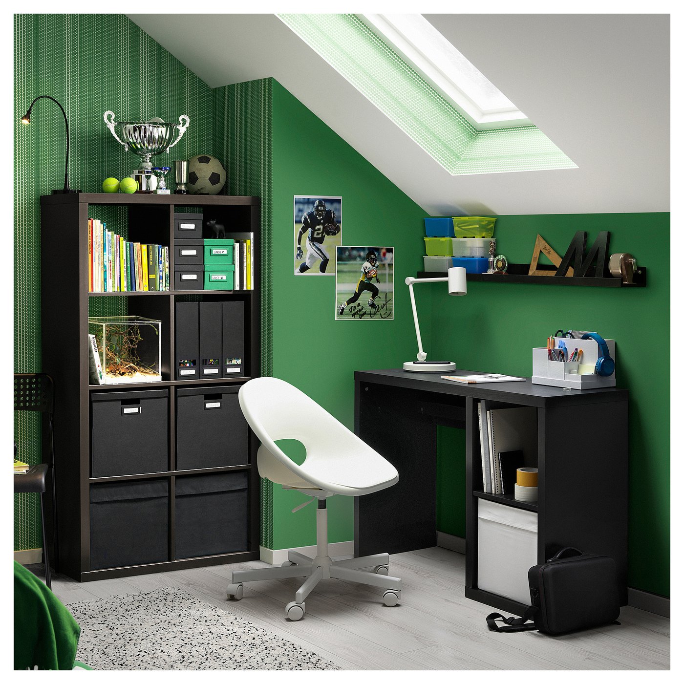 KALLAX LOBERGET desk and chair, black-brown/white IKEA