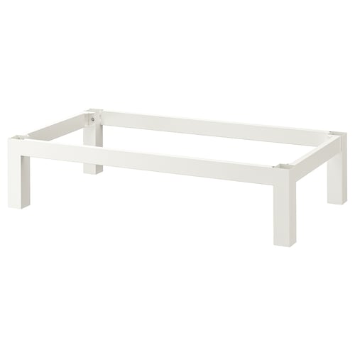 White KALLAX metal underframe, powder-coated, modern, stable.
