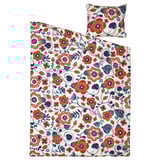 KANONVISKA duvet set, orange and blue floral print, cotton-viscose mix, rectangle with pillow.