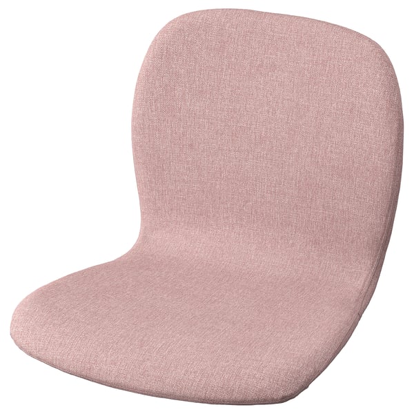 KARLPETTER pink fabric office chair; curved, cushioned seat and back.