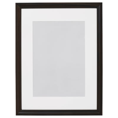 Weak KLOTKÖRSBÄR picture frame, black, wooden finish, rectangular, white mat.