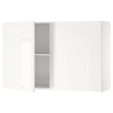 White wall-mounted cabinet, part of KNOXHULT modular kitchen series, rectangular shape with frosted glass doors.