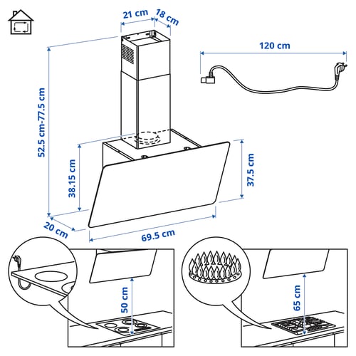 Illustration with measurements for the product: KNUVEBO.
