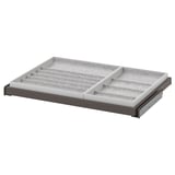 Modern gray pull-out tray organizer with soft lining & compartments