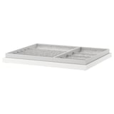 KOMPLEMENT white pull-out tray, 3 compartments, felt-lined, organizes accessories in wardrobe.