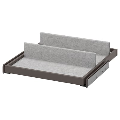 KOMPLEMENT pull-out tray, grey felt, dark frame, rectangular, minimalist.