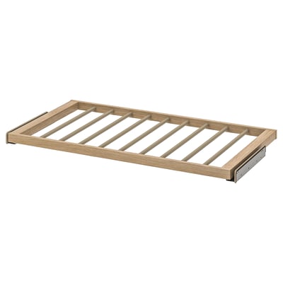 KOMPLEMENT trouser hanger, light wood, slatted design, wall-mounted for neat storage.