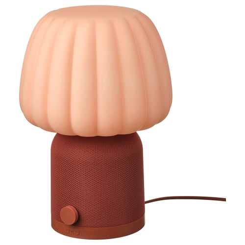 KULGLASS Bluetooth speaker lamp, red brown/pink