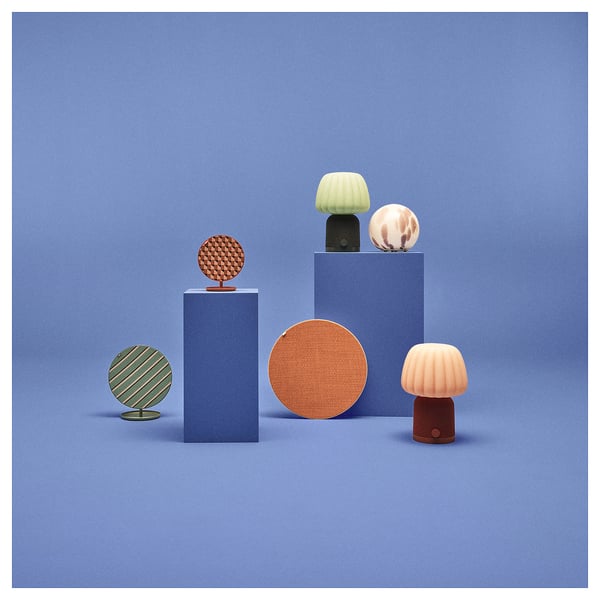 KULGLASS Bluetooth speaker lamp, red brown/pink