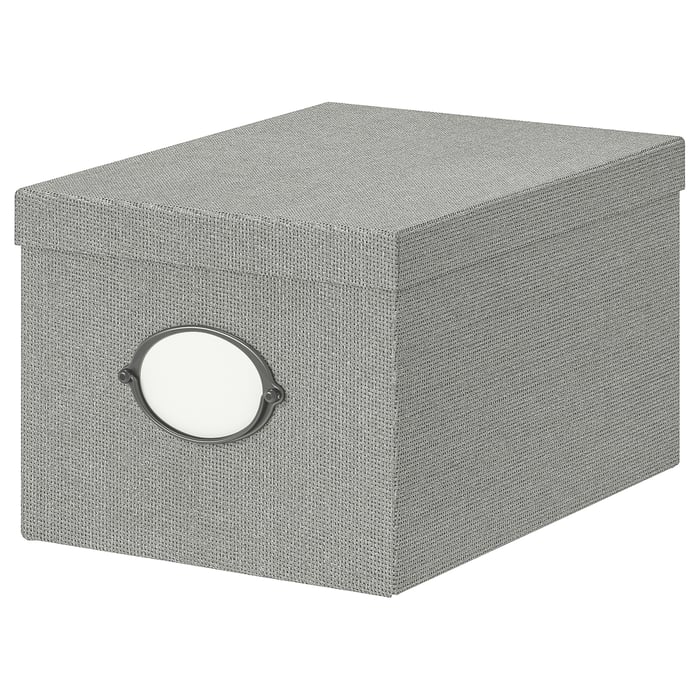 KVARNVIK storage box with lid, grey, 25x35x20 cm IKEA