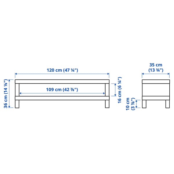 Illustration with measurements for the product: LACK.