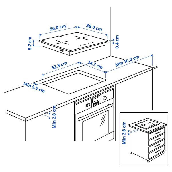 Illustration with measurements for the product: LAGAN.
