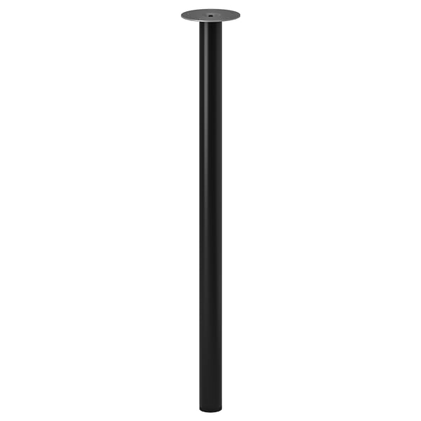 LAGKAPTEN table leg: black, cylindrical steel with adjustable feet.