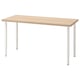 LAGKAPTEN desk, light wood top, white legs, adjustable height, modern minimalist design.