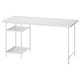 LAGKAPTEN: white desk with two shelves, modern design, metal legs, and cable management net.