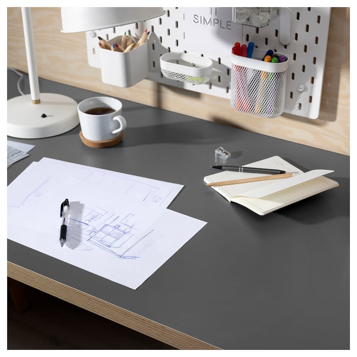 LAGKAPTEN table top, dark grey/wood effect, 120x60 cm - IKEA