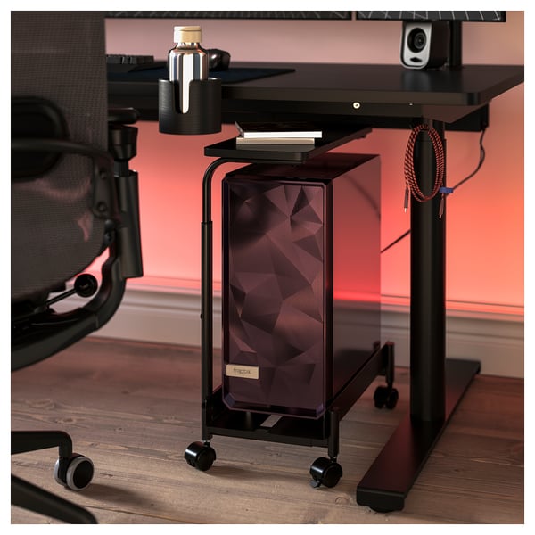 LÅNESPELARE Computer cart with shelf, black, 50x27 cm