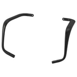 Black LÅNGFJÄLL chair armrests, aluminium frame, curved design, powder-coated finish.